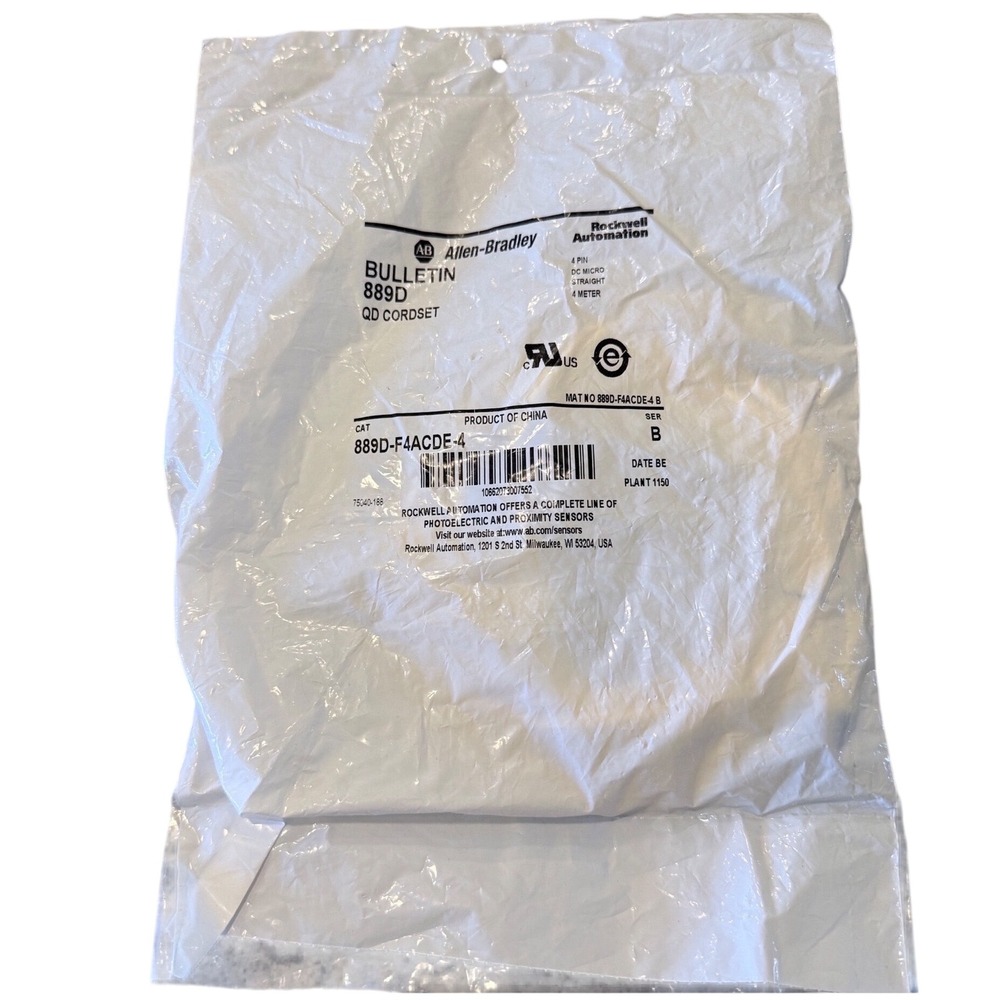 Allen-Bradley 889D-F4ACDE-4 DC Micro QD Cordset 4-Pin Straight 4m Yellow B